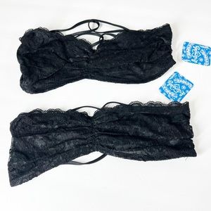 Intimately FREE PEOPLE LACE ESSENTIALS black Bralette set NWT Small new‎